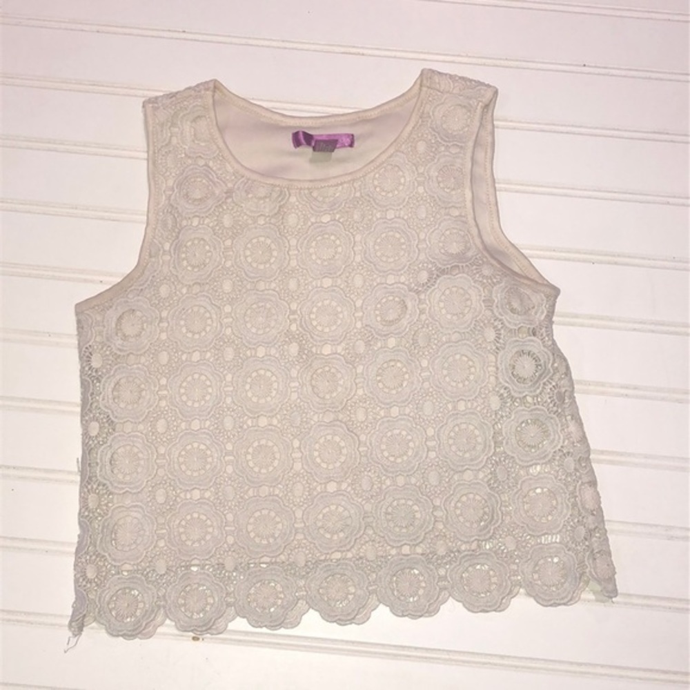 Aqua girs beige lace sleeveless blouse